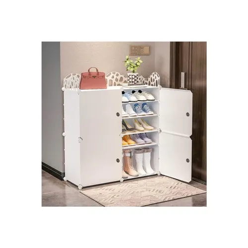 Image of Homeland Portable Shoe Rack Organizer (12-Shelf-4-Door, White)