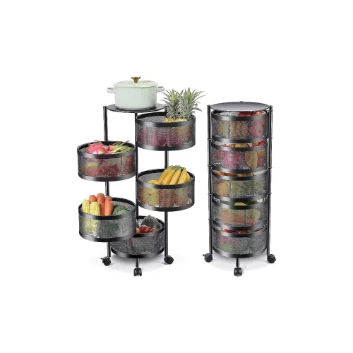 Image of Homeor Metal Multi-Purpose Mesh Rotating Trolley Storage Organizer and Kitchen Accessories Items for Kitchen Storage Rac