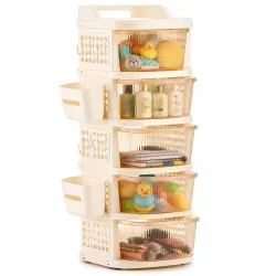 Homeor 5-Tier Plastic Storage Drawer Cabinet
