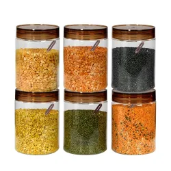 Homeor Plastic Storage Jar & Containers With Spoon, Airtight & BPA Free Containers for Kitchen Storage, Grocery Kitchen 