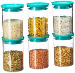 Homeor Plastic Storage Jar and Container Set 900ml Pack of 6