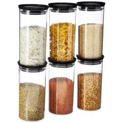 Homeor Airtight BPA Free Plastic Storage Jar Container Set 1400ml Set of 6