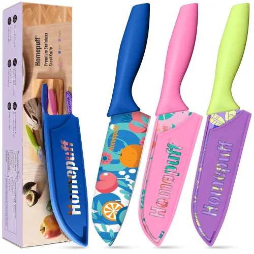 Image of Homepuff Sharp Knife Set for Kitchen Use with Plastic Covers, So3