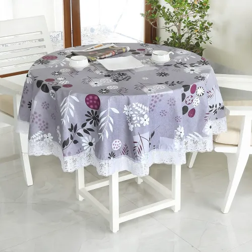 Image of Homerz Premium Round Table Cover, 60 inch Diameter, Waterproof and Easy to Clean, 2 Years Brand Guarantee (Smooth Grey)
