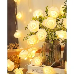 Homesake 14 LED Rose String Fairy Lights | 5M Plug-In | White Rose