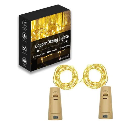 Image of Homesake® Wine Bottle Cork 20 LED Copper String Lights,