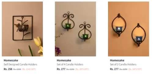 Image of Homesake Candle Holders at Minimum 80% Discount