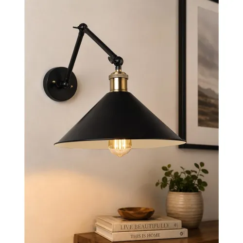 Image of Homesake Edison Barn Cone Swing Wall Lamp