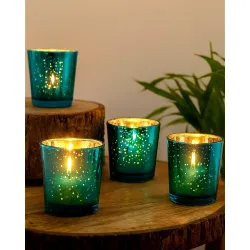 Homesake Mercury Turquoise Glass Votive Candle Holders