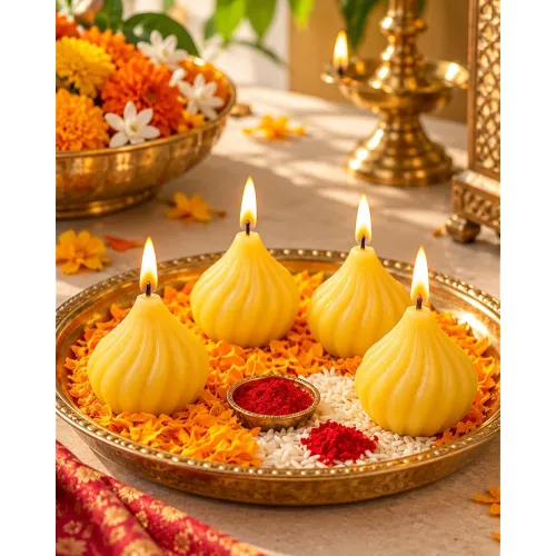 Image of Homesake® Modak Shaped Scented Wax Candles, 4.5 cm Height, Scented Candle Wax