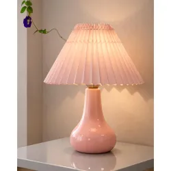 Homesake Modern Ceramic Bedside Table Lamp Pink
