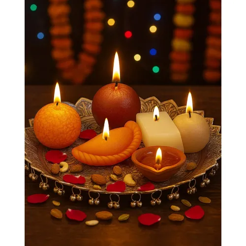 Image of Homesake Mix Sweets Scented Wax Candles Set-4 Diwali Decor