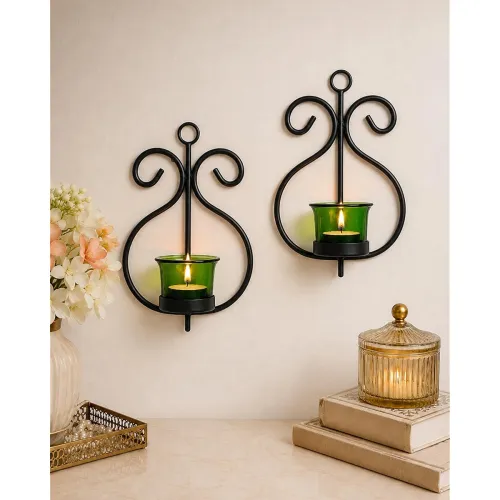 Image of Homesake Wrought Iron Wall Candle Sconce, set of 2
