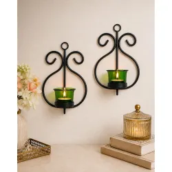 Homesake Wrought Iron Wall Candle Sconce, set of 2