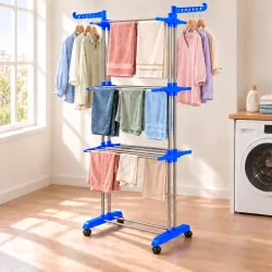 HomeStrap 3 Tier Stainless Steel Cloth Drying Rack