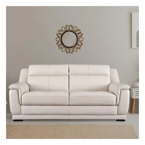 Image of Hometown Agata Half Leather 3-Seater Sofa, Beige