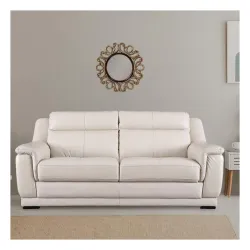 Hometown Agata Half Leather 3-Seater Sofa, Beige