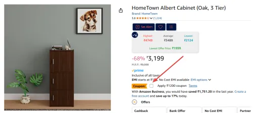 Image of HomeTown Albert Cabinet (Oak, 3 Tier)