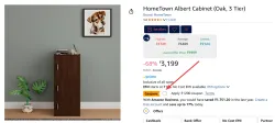 HomeTown Albert Cabinet (Oak, 3 Tier)