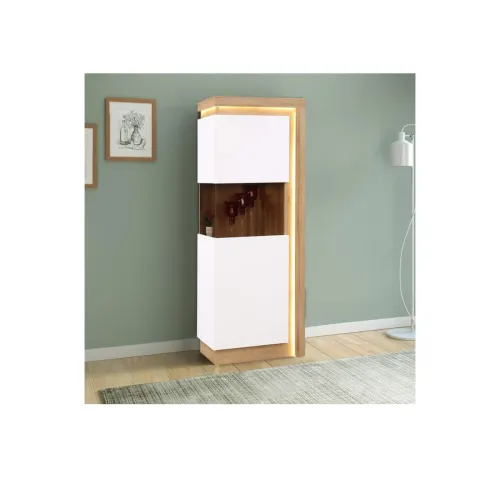 Image of HomeTown Beatrice Engineered Wood 1 Door Vertical Unit Cabinet in White High