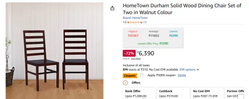Image of HomeTown Durham Solid Wood Dining Chair Set of Two 