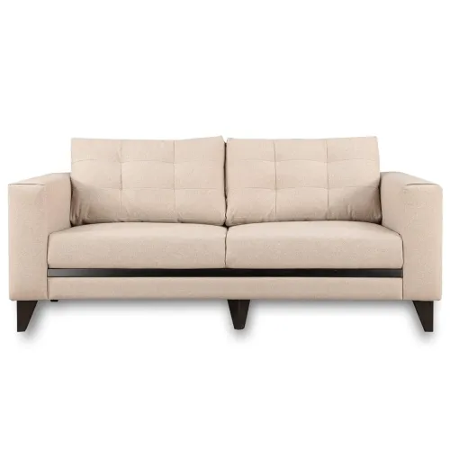 Image of HomeTown Garcia Beige Fabric Three-Seater Sofa
