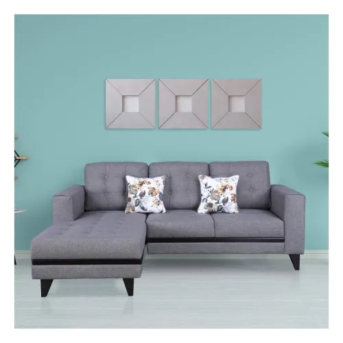 Image of HomeTown Garcia Fabric Lounger in Grey Colour