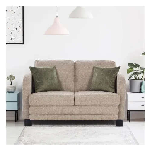 Image of HomeTown Grace Fabric Two Seater Sofa in Grey Colour