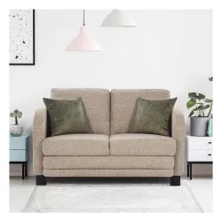 HomeTown Grace Fabric Two Seater Sofa in Grey Colour