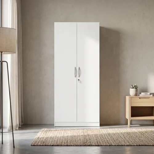 Image of Hometown Willy Plus Engineered Wood Two Door Wardrobe for Bedroom
