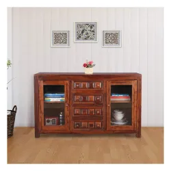 HomeTown Woodrow Solid Wood Storage Sideboard in Honey Colour