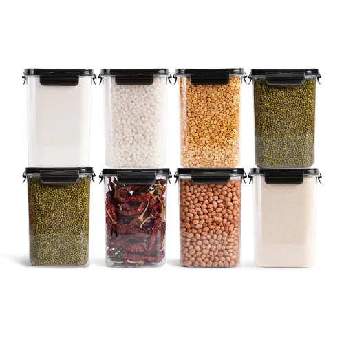 Image of HomeWiz 1400ml Airtight Kitchen Storage Container with Lock Set (Set of 8) 