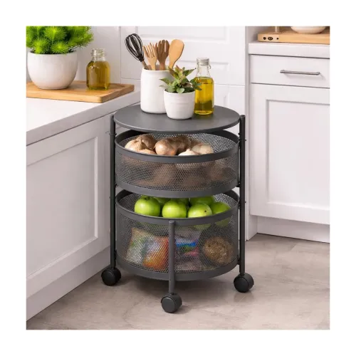 Image of HomeWiz 2-Layer Round Kitchen Trolley 