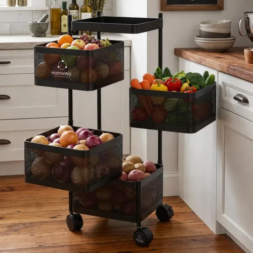 Image of HomeWiz 4-Layer Heavy-Duty Steel Kitchen Storage Rack