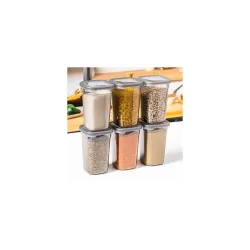HomeWiz Airtight Kitchen Storage Box 1100ml Pack of 6 | Food Grade BPA-Free Kitchen Jars | Storage & Containers Set | Container Set For Pulses | Unbreakable Plastic Container Set |Multipurpo...