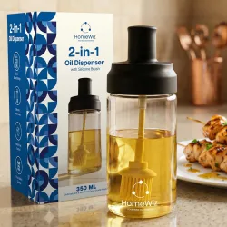HomeWiz BPA-Free Plastic Oil Dispenser Bottle with Silicone Brush |