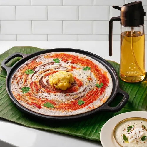 Image of HomeWiz Cast Iron Non Stick Dosa Tawa 30 cm Free Oil Dispenser 500ml