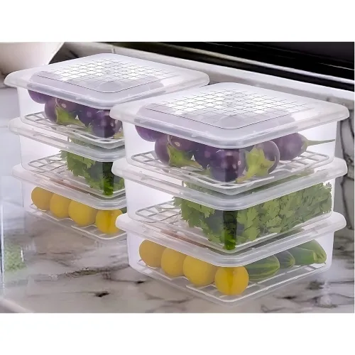 Image of HomeWiz Fridge Storage Containers 2000ml x6 | Air Tight Storage Container Set | Fridge Organiser Storage Boxes |Food Gra
