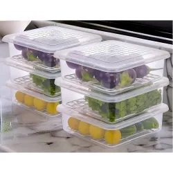 HomeWiz Fridge Storage Containers 2000ml x6 | Air Tight Storage Container Set | Fridge Organiser Storage Boxes |Food Grade BPA-Free Plastic Containers |Stackable, Transparent, for Fruits & V...