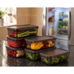 HomeWiz Fridge Storage Containers 1200ml x6 | Air Tight Storage Container Set | Fridge Organiser Storage Boxes |Food Grade BPA-Free Plastic Containers |Stackable, Transparent, for Fruits & V...