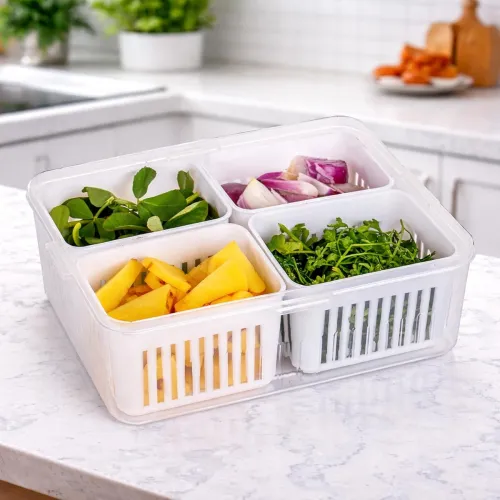 Image of HomeWiz Fridge Storage Containers 2000ml 4-Grid