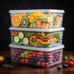 HomeWiz Fridge Storage Containers 3500ml x3 | Air Tight Storage Container Set | Fridge Organiser Storage Boxes |Food Grade BPA-Free Plastic Containers |Stackable, Transparent, for Fruits & V...