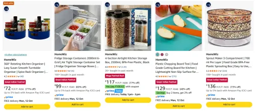 Image of Homewiz Kitchen Accessories starting at ₹72