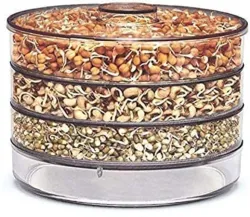 HomeWiz Sprout Maker 3 Compartment | 700ml Per Layer | Food Grade BPA-Free Plastic Sprouting Box | Easy to Use, Hygienic Drainage, for Moong, Chana & All Pulses, Reusable | 2100 ml