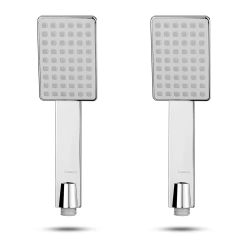 Image of HomeWorks Recta ABS Plastic Multi-Function Rain And Mist Spray Hand Shower Head For Bathroom - Chrome Finish (Pack of 2)
