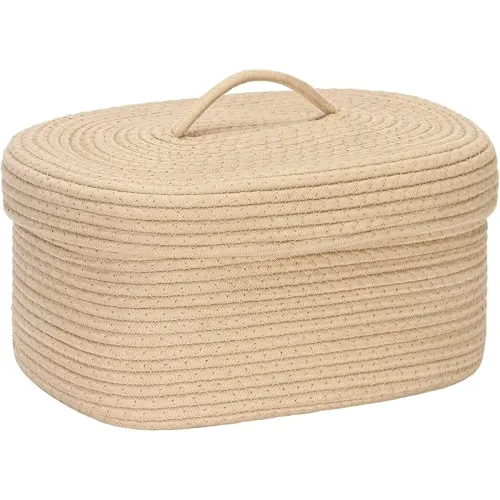 Image of HOMEZADO® Cotton Rope Storage Basket with Lid