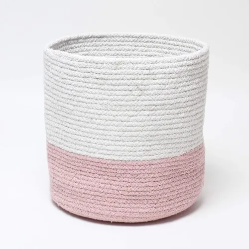 Image of HOMEZADO Jute Storage Basket Pink White