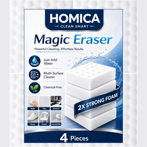 Image of Homica Magic Eraser Chemical-Free Multi-Purpose Cleaning Sponge Pack 4