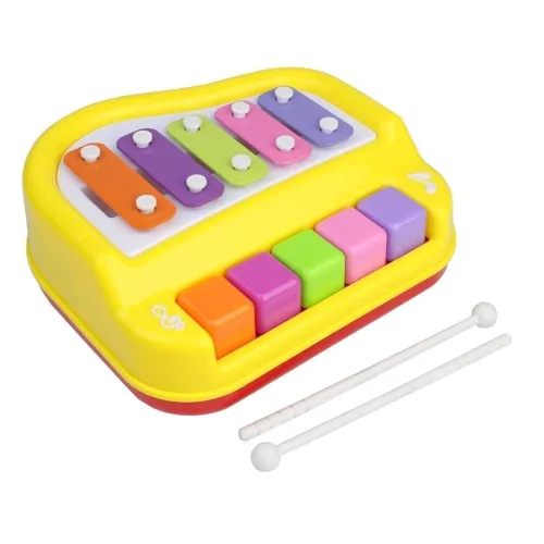 Image of HOMOZE 1503 2-in-1 Mini Piano & Xylophone Toy for Kids | Colorful Keys with 2 Mallets | Educational Musical Toy for Babi