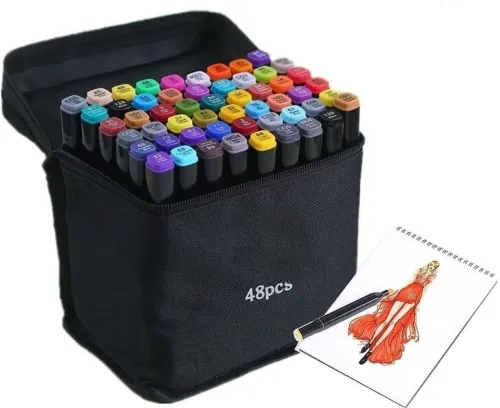 Image of Honch 48 PCS Markers Dual Tips Permanent Art Markers Pen (Set of 1, Multicolor)
